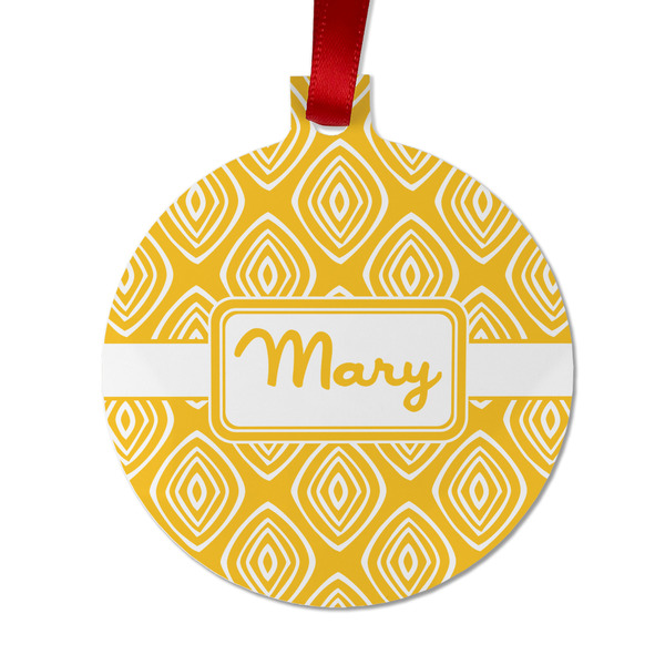 Tribal Diamond Metal Ball Ornament - Front