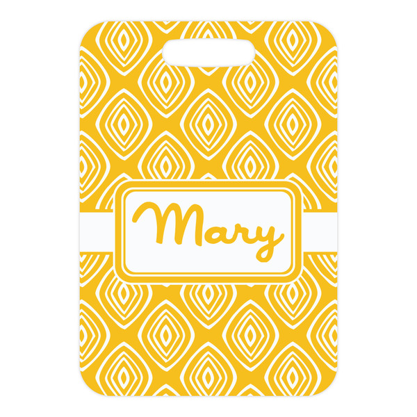 Tribal Diamond Metal Luggage Tag - Front Without Strap