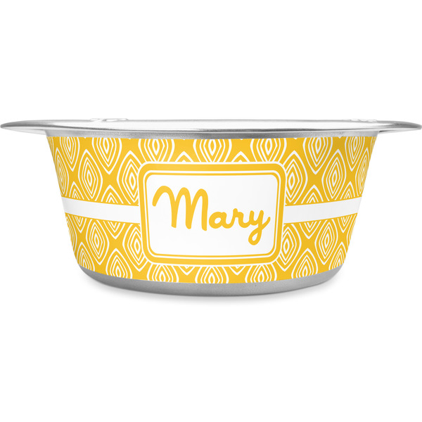 Custom Tribal Diamond Stainless Steel Dog Bowl - Large (Personalized)