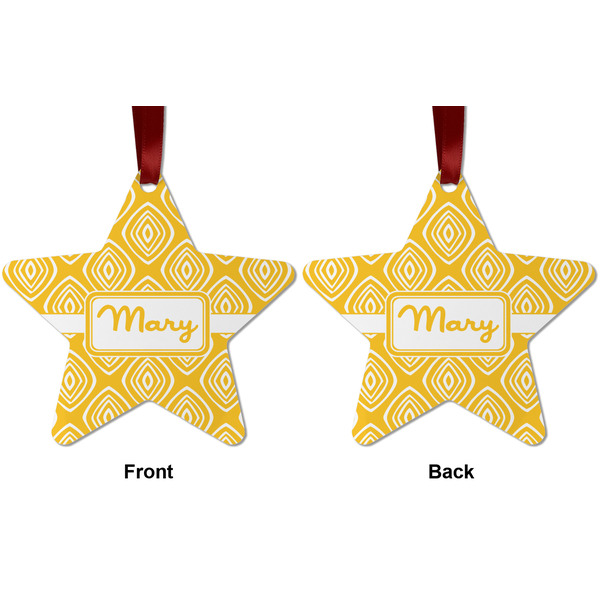 Tribal Diamond Metal Star Ornament - Front and Back