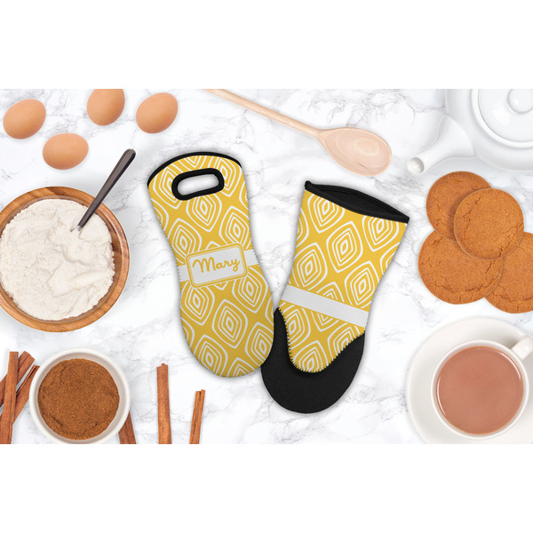 Tribal Diamond Neoprene Oven Mitt - Lifestyle Image