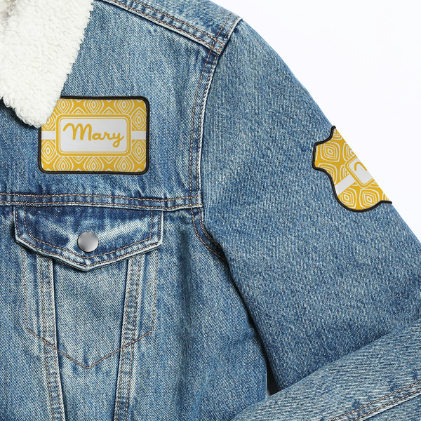 Tribal Diamond Patches Lifestyle Jean Jacket Detail
