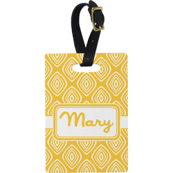 Tribal Diamond Plastic Luggage Tag - Rectangular w/ Name or Text