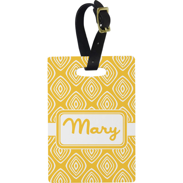 Custom Tribal Diamond Plastic Luggage Tag - Rectangular w/ Name or Text