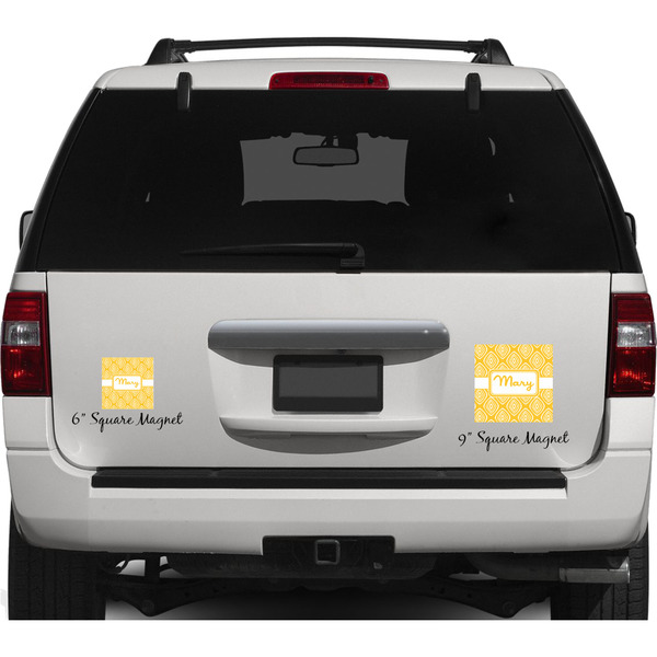 Tribal Diamond Personalized Square Car Magnets on Ford Explorer