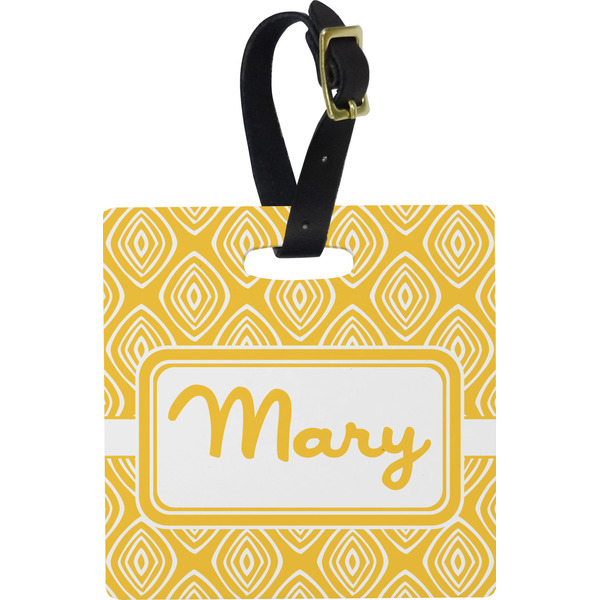Tribal Diamond Personalized Square Luggage Tag