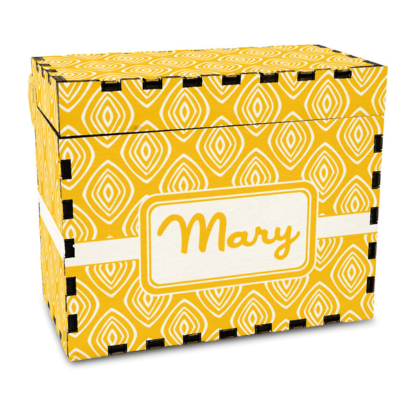 Custom Tribal Diamond Wood Recipe Box - Full Color Print (Personalized)