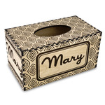 Tribal Diamond Wood Tissue Box Cover - Rectangle (Personalized)