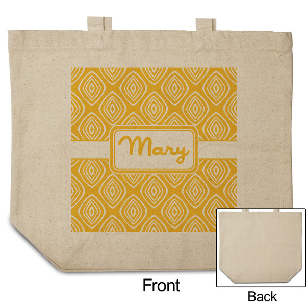 Tribal Diamond Reusable Cotton Grocery Bag - Front & Back View