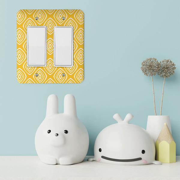 Tribal Diamond Rocker Light Switch Covers - Double - IN CONTEXT