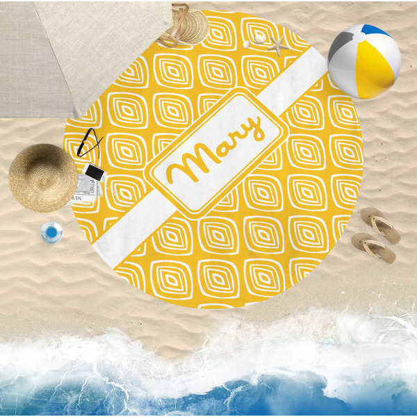 Tribal Diamond Round Beach Towel Lifestyle