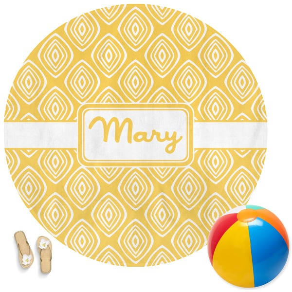Custom Tribal Diamond Round Beach Towel (Personalized)