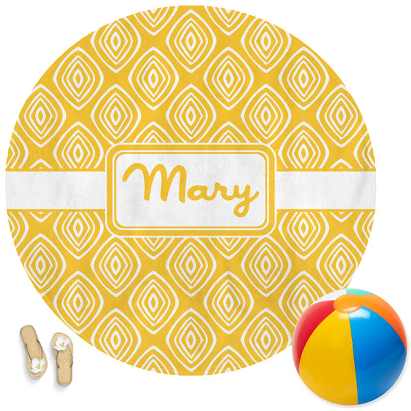 Custom Tribal Diamond Round Beach Towel (Personalized)