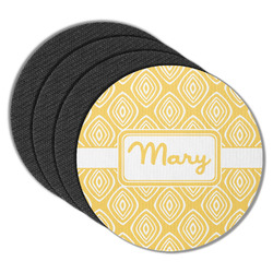 Tribal Diamond Round Rubber Backed Coasters - Set of 4 (Personalized)