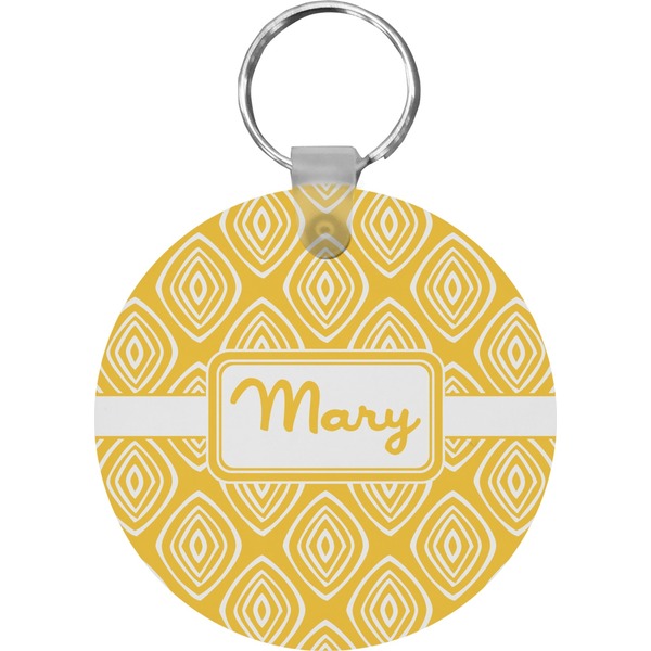 Custom Tribal Diamond Round Plastic Keychain (Personalized)