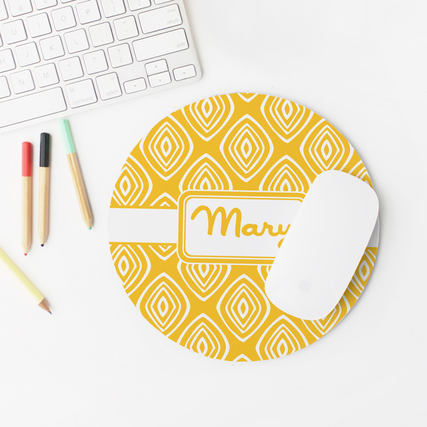 Tribal Diamond Round Mousepad - LIFESTYLE 2