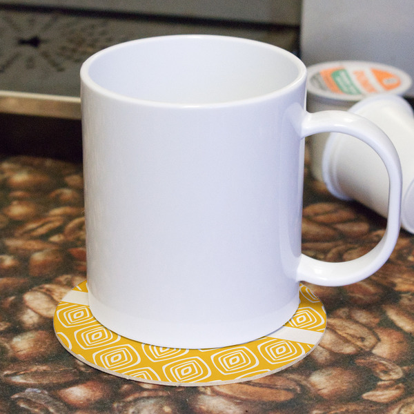 Tribal Diamond Round Paper Coaster - With Mug
