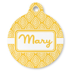 Tribal Diamond Round Pet ID Tag (Personalized)