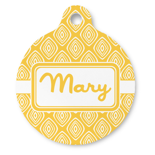 Custom Tribal Diamond Round Pet ID Tag (Personalized)