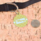 Tribal Diamond Round Pet ID Tag - Large - In Context