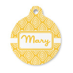 Tribal Diamond Round Pet ID Tag - Small (Personalized)