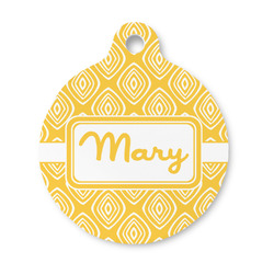 Tribal Diamond Round Pet ID Tag - Small (Personalized)
