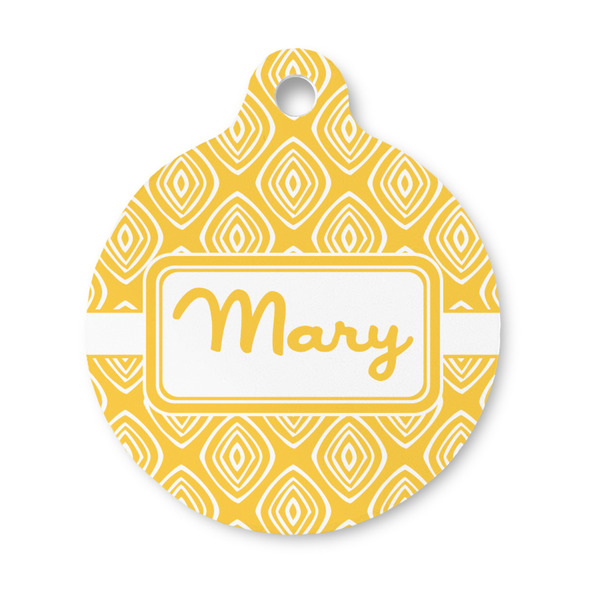 Custom Tribal Diamond Round Pet ID Tag - Small (Personalized)