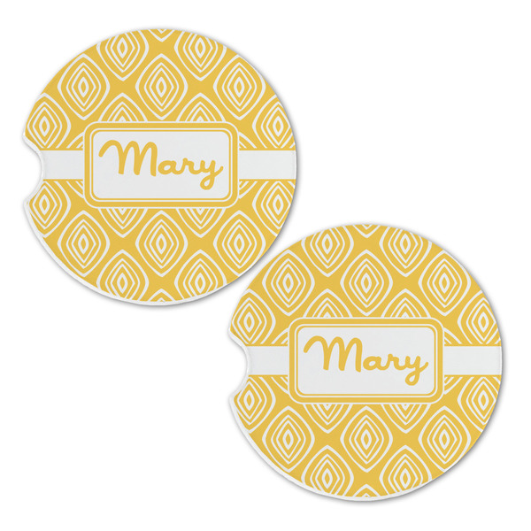 Tribal Diamond Sandstone Car Coasters - Set of 2