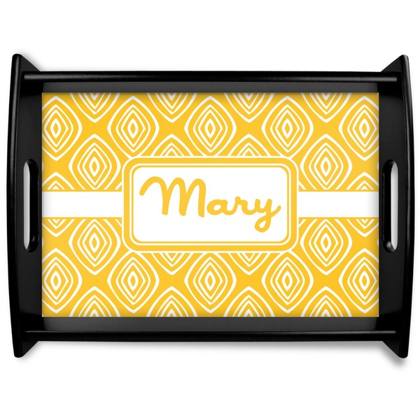 Custom Tribal Diamond Black Wooden Tray - Large (Personalized)