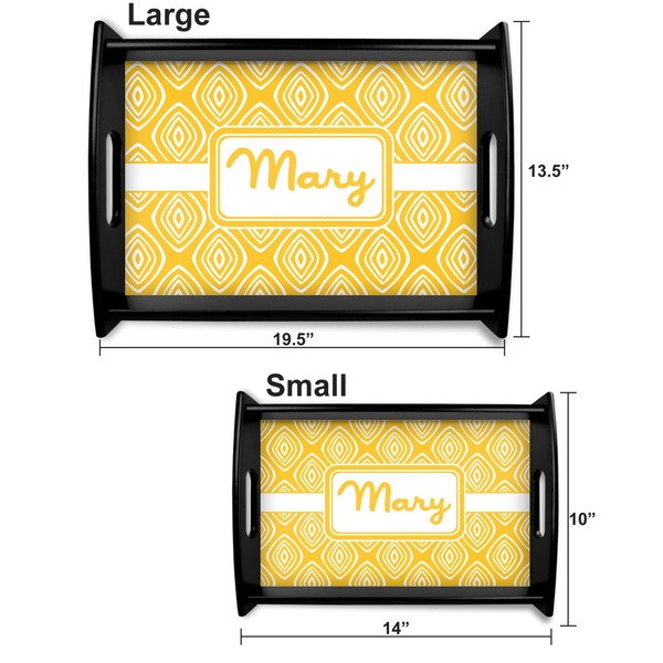 Tribal Diamond Serving Tray Black Sizes