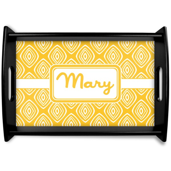Custom Tribal Diamond Black Wooden Tray - Small (Personalized)