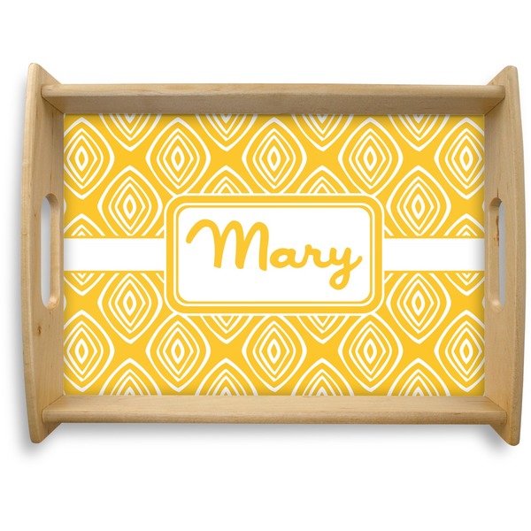 Custom Tribal Diamond Natural Wooden Tray - Large (Personalized)