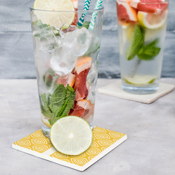 Tribal Diamond Set of 4 Stone Coasters - In Context View