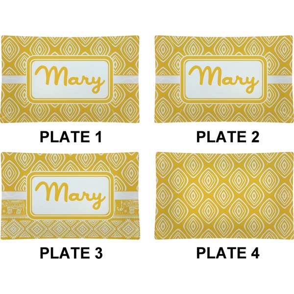 Tribal Diamond Set of Rectangular Dinner Plates (Approval)