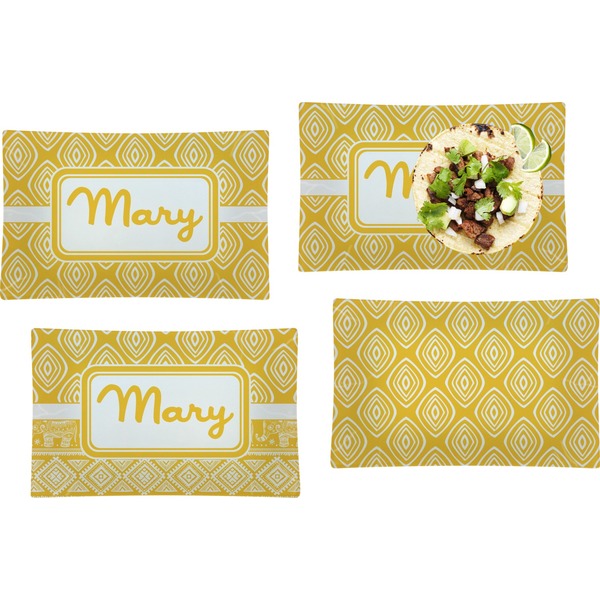 Tribal Diamond Set of Rectangular Dinner Plates