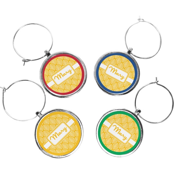 Custom Tribal Diamond Wine Charms (Set of 4) (Personalized)