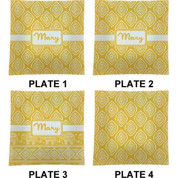 Tribal Diamond Set of Square Dinner Plates (Approval)