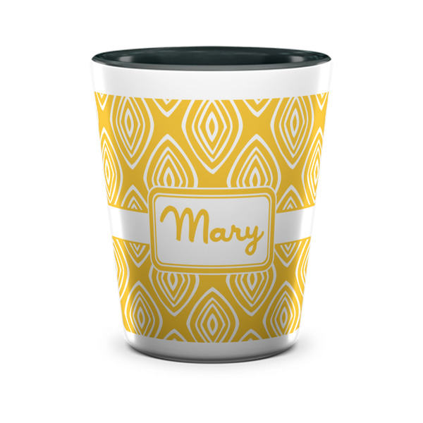 Custom Tribal Diamond Ceramic Shot Glass - 1.5 oz - Two Tone - Set of 4 (Personalized)
