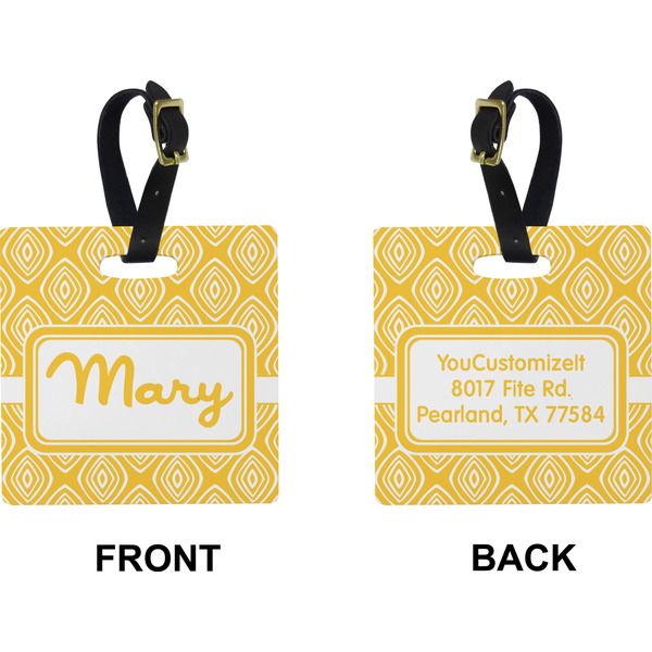 Tribal Diamond Square Luggage Tag (Front + Back)