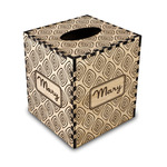 Tribal Diamond Wood Tissue Box Cover - Square (Personalized)