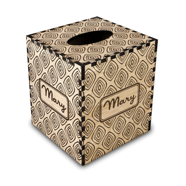 Custom Tribal Diamond Wood Tissue Box Cover - Square (Personalized)