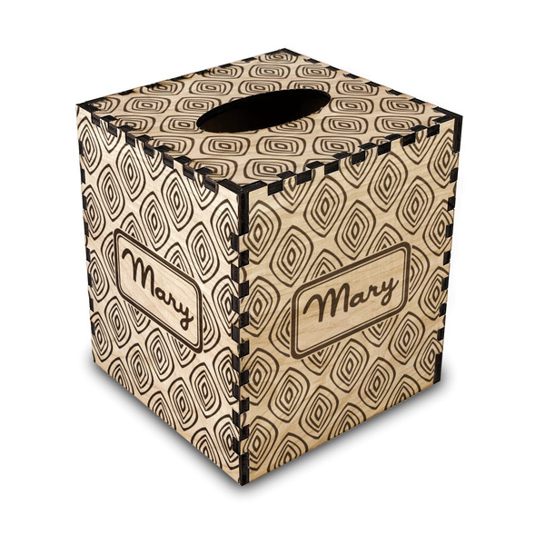 Custom Tribal Diamond Wood Tissue Box Cover (Personalized)