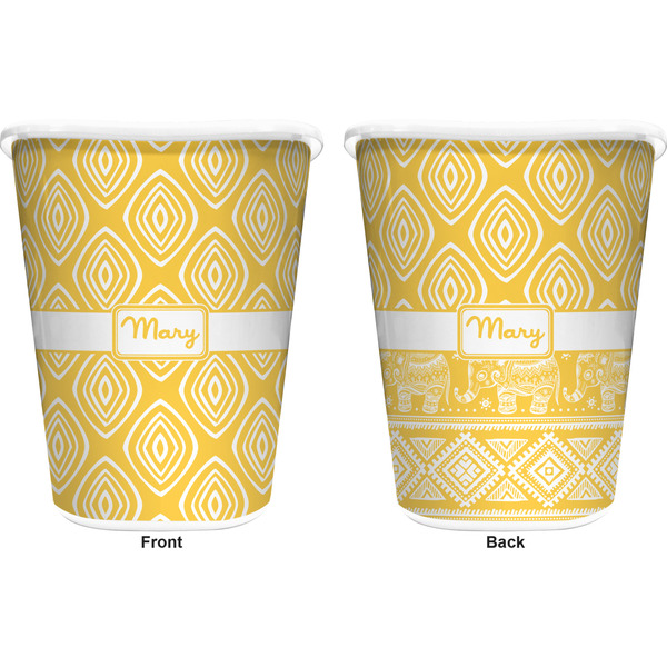 Tribal Diamond Trash Can White - Front and Back - Apvl