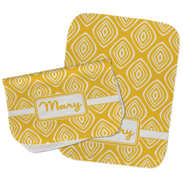 Tribal Diamond Two Rectangle Burp Cloths - Open & Folded