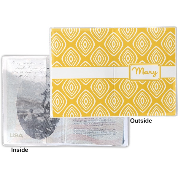 Tribal Diamond Vinyl Passport Holder - Flat Front and Back