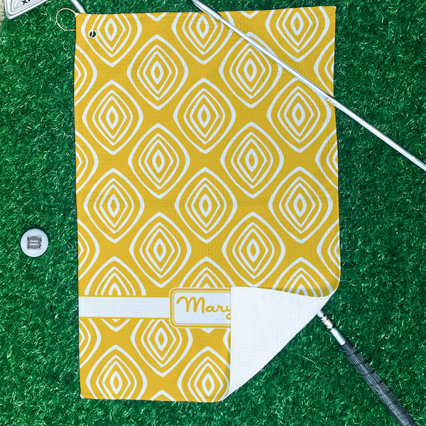 Tribal Diamond Waffle Weave Golf Towel - In Context