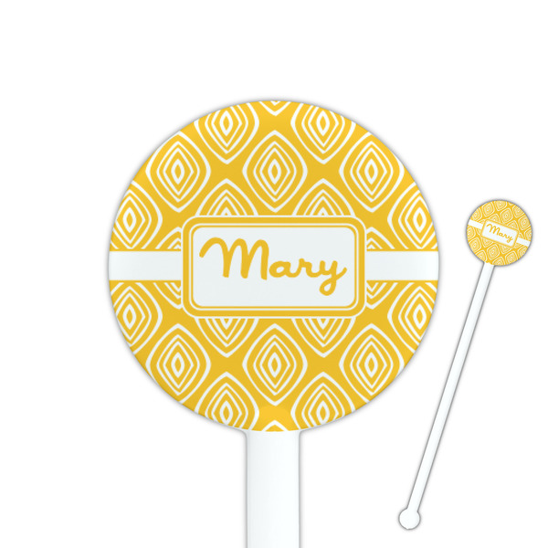Custom Tribal Diamond 5.5" Round Plastic Stir Sticks - White - Single Sided (Personalized)