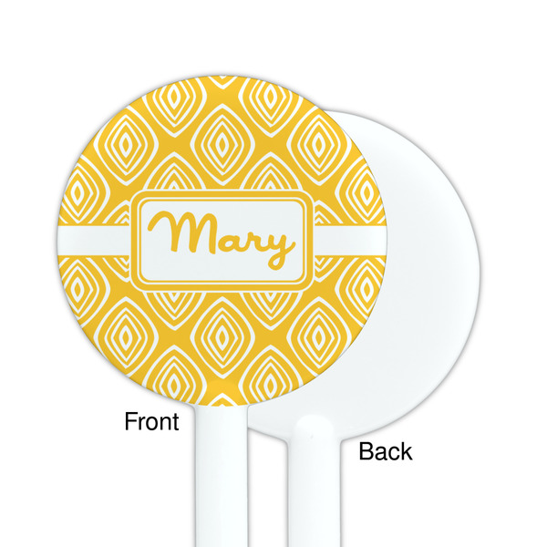 Tribal Diamond White Plastic 5.5" Stir Stick - Single Sided - Round - Front & Back