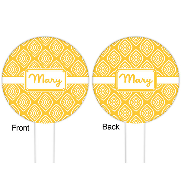 Tribal Diamond White Plastic 6" Food Pick - Round - Double Sided - Front & Back