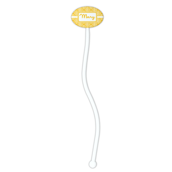 Tribal Diamond White Plastic 7" Stir Stick - Oval - Single Stick